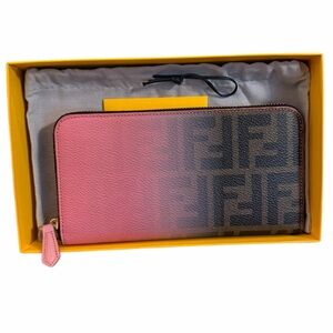 Fendi Zucca Ombré Zip-Around Wallet – Pink Gradient – Dust Bag, Box and Tags